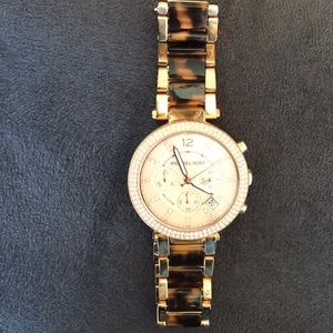 Michael Kors watch- pink and muted leopard
